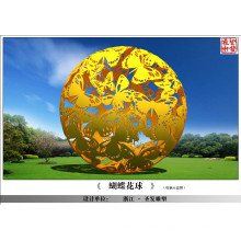 Large Modern Arts Abstract Stainless steel Butterfly Sphere Sculpture for garden decoration